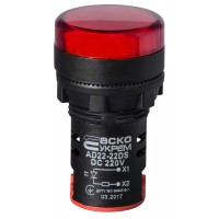 Сигнальная арматура AD22-22DS красная 220V DC