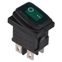KCD1-4-201NW GR/B 220V Переключатель 1 клав. влагоза. зеленый с подсветкой