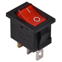 KCD1-2-101N R/B 220V Переключатель 1 клав. красный с подсветкой