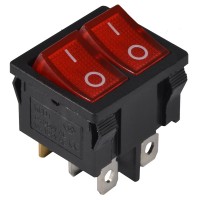 KCD1-6-2101N R/B 220V Переключатель 2 клав. красный с подсветкой