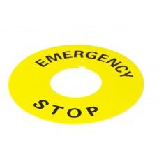 Табличка маркировочная EMERGENCY STOP желтая круглая для кнопок XB2