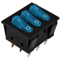 KCD2-3101N C3-BL/B 220V Переключатель 3 клав. синий с подсветкой