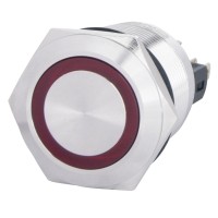 TYJ 22-271 Кнопка металлическая плоская с подсветкой, 1NO+1NC, красная 24V.