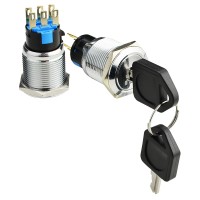 TY 19C-K11/3 Кнопка металлическая с ключом 3-х позиционная 2NO+2NC.