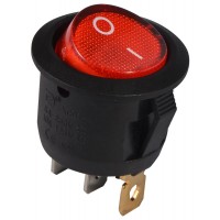 KCD1-5-101N R/B 220V Переключатель 1 клав. круглый красный с подсветкой