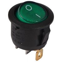 KCD1-5-101N GR/B 220V Переключатель 1 клав. круглый зеленый с подсветкой