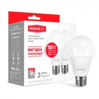 Светодиодная лампа MAXUS A60 10W мягкий свет 220V E27 2 шт (2-LED-561-01)