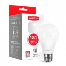 Светодиодная лампа MAXUS A60 10W теплый свет 220V E27 (1-LED-561-01)