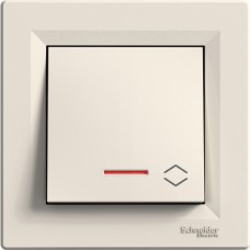 1-клавишный выключатель проходной Schneider Electric Asfora с подсветкой 
Кремовый (EPH1500123)