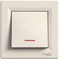 1-клавишный выключатель кнопочный Schneider Electric Asfora с подсветкой 
Кремовый (EPH1600123)